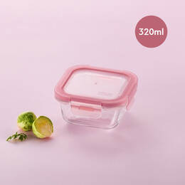 Hộp Thủy Tinh LocknLock Rose Glass 320ml Màu Anh Đào - LLG246